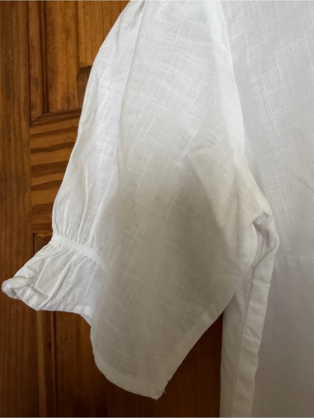 Michael Stars 100% Cotton White Short Puff Sleeve Button Front Top - Picture 4 of 10